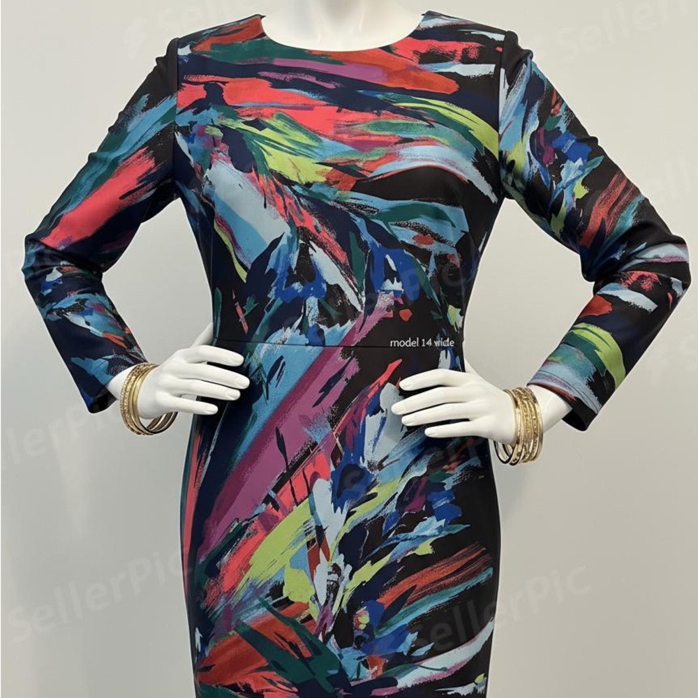 Elegant Long Sleeve Multicolor Dress